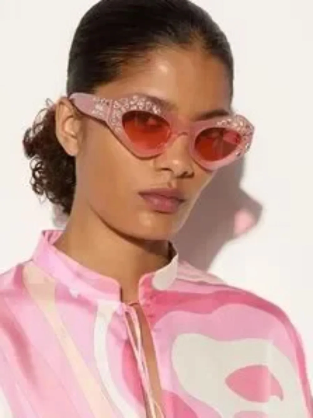 🔥 Emilio Pucci Embellished Pink Lined Edition Glasses NEW
